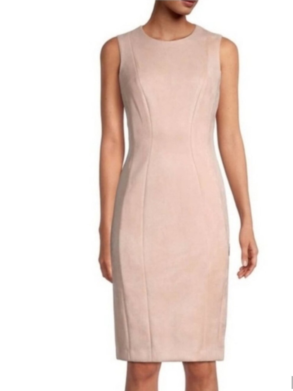 Calvin Klein Pink Blush Faux Suede Sleeveless Sheath Dress - Size 6
